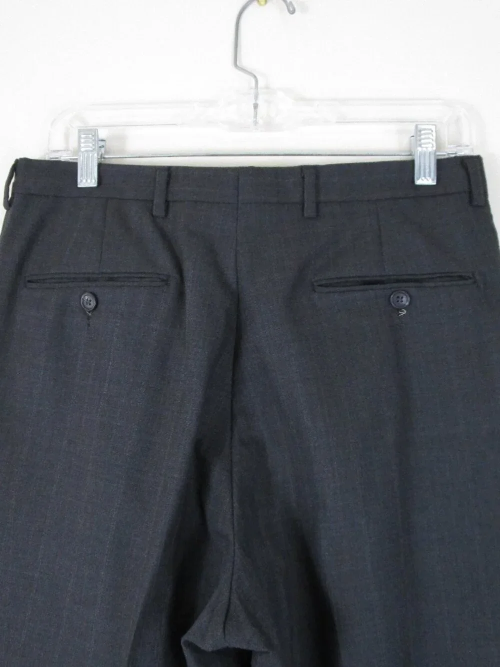 Vintage Pierre Balmain Gray Pinstripe Double Breast Wool Suit 40R Pants 30 X 30